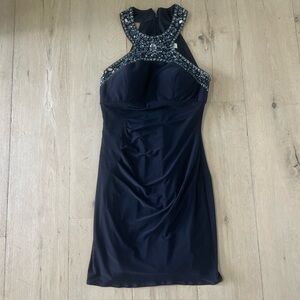 Cache Vintage 90s Y2K Bodycon Jeweled Halter Top Dress